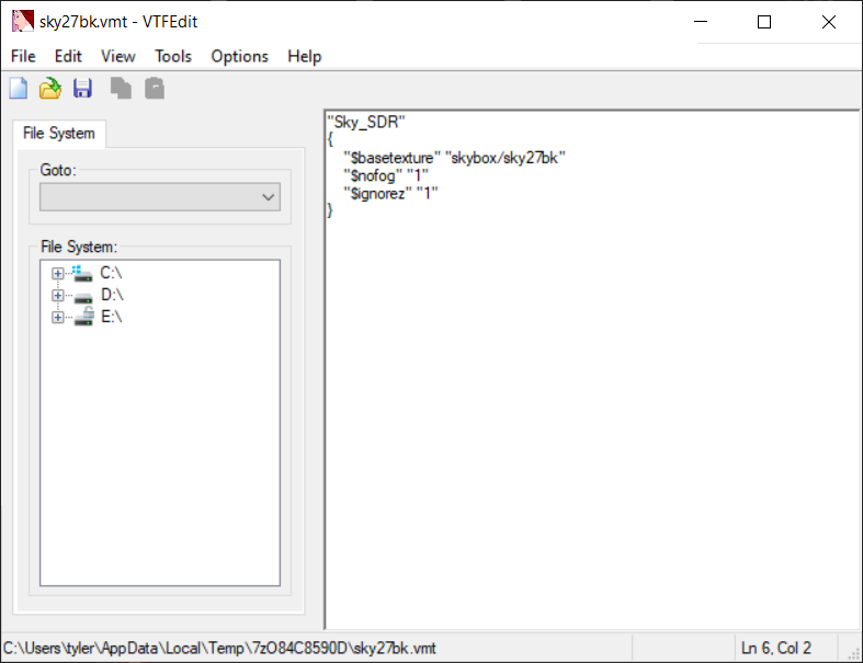 VTF Edit Sky SDR