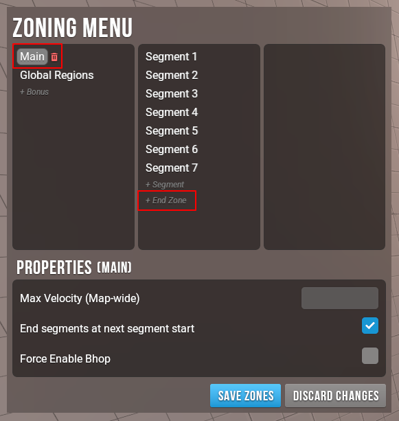 Create End Zone