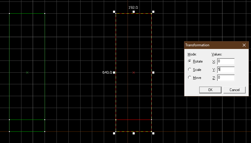 A second ramp segment with the rotation tool